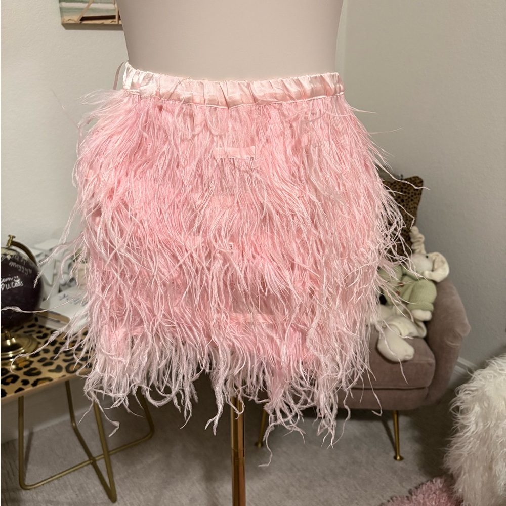 Cynthia Rowley Pink Feather Mini Skirt